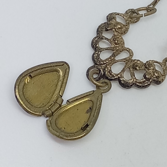 * antique vintage Edwardian tiny locket delicate twisted links necklace 18.5" - Picture 4 of 5